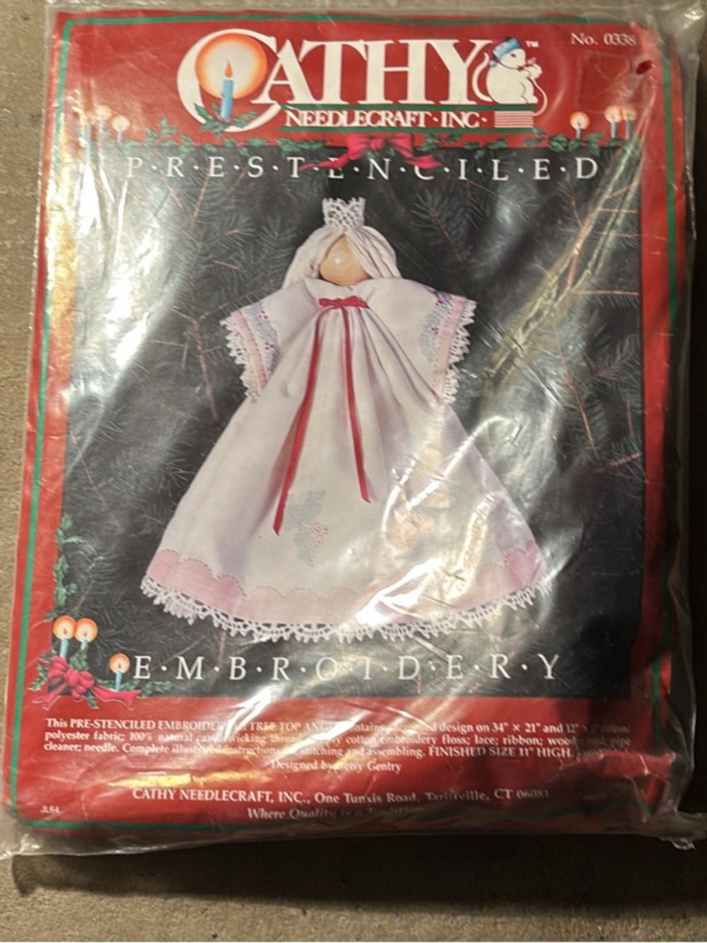 Pre-Stenciled Embroidery Christmas Tree Top Angel Kit #0338 by Cathy Needlecraft